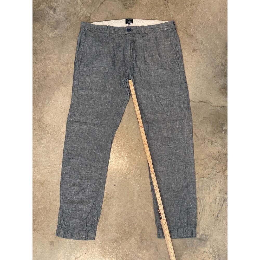 J.Crew Driggs Pants Mens 34x30 Blue Linen Blend Slight Taper Preppy Summer - Picture 5 of 6